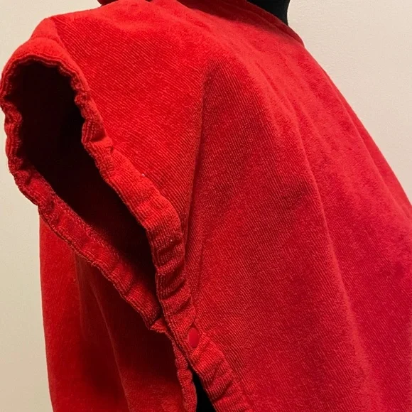 Red Hooded Poncho with Sheep Appliqué - Picture 7 of 13